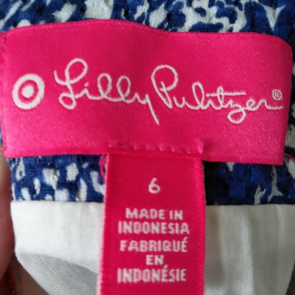 Lilly Pulitzer Misses Blue White Fish Sleeveless Dress Size 6 From 2015 - Picture 5 of 7